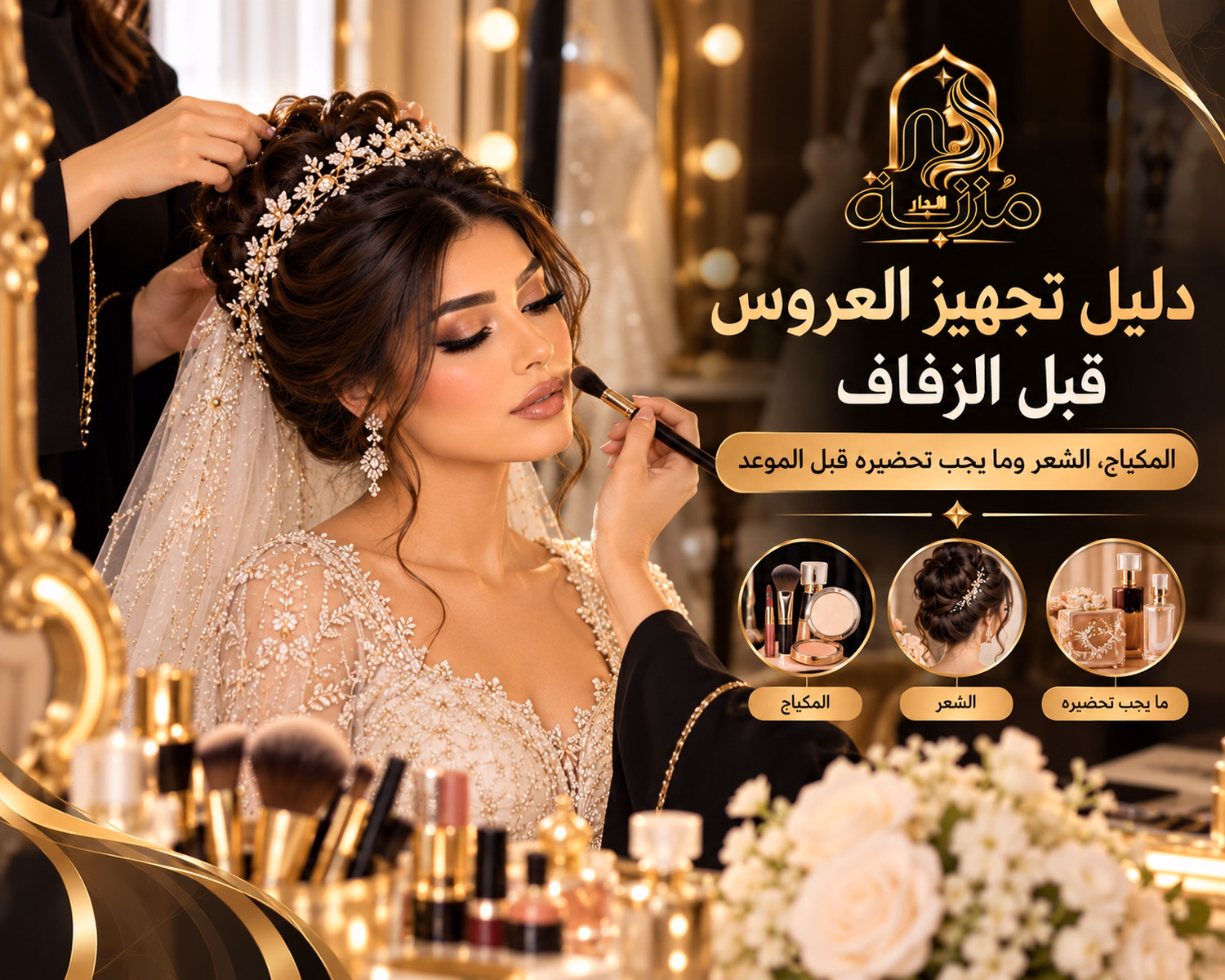 تجهيز مكياج وتسريحة عروس في المنزل قبل حفل الزفاف في الإمارات